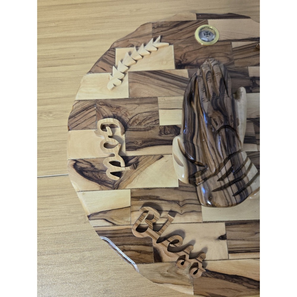 Jerusalem Olive Wood "God Bless Our Home" Wooden Plauque - Picture 7 of 10
